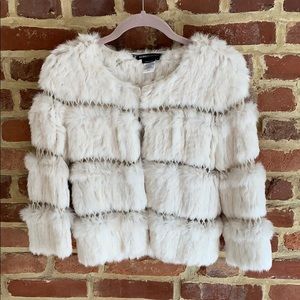 BCBG Max Azria Real rabbit fur cropped coat